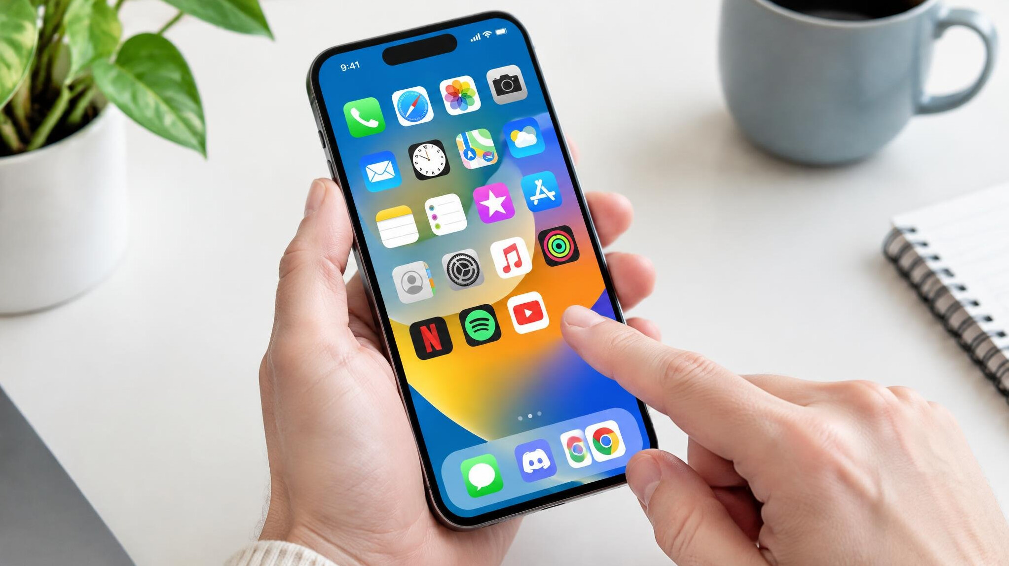 Person using a smartphone with mobile apps