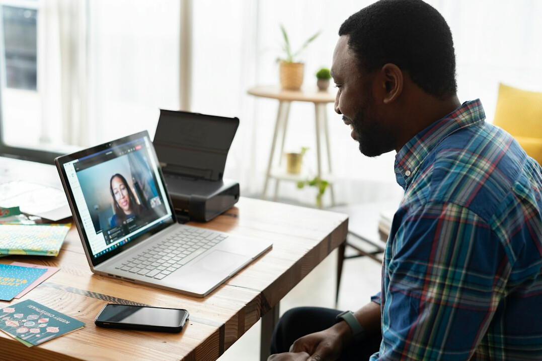 person learning online