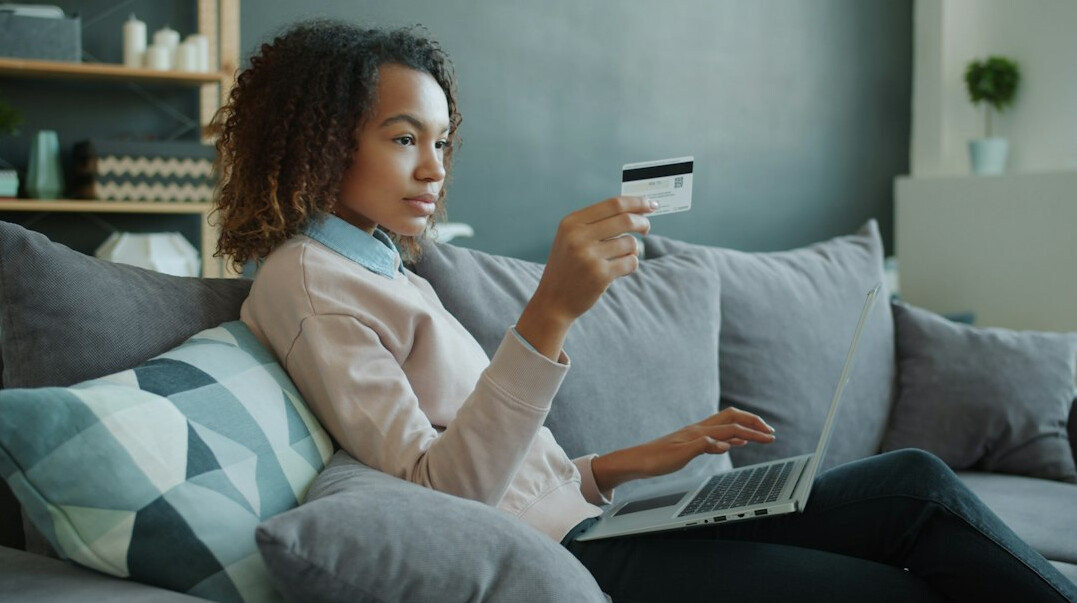 person using laptop at home