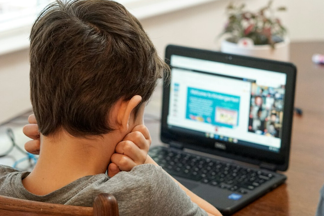 students learning online